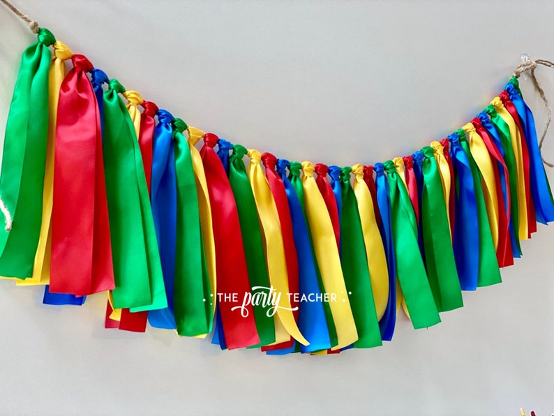 Primary Colors Ribbon Bunting Primary Colors Garland Primary Etsy