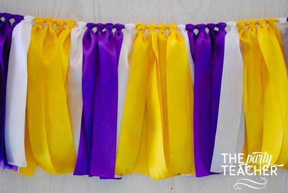 Graduation Party, Graduation Bunting, Purple Yellow Bunting, Team Bunting, Football Bunting, Party Decor, Ribbon Bunting, Party Decor Il_570xn
