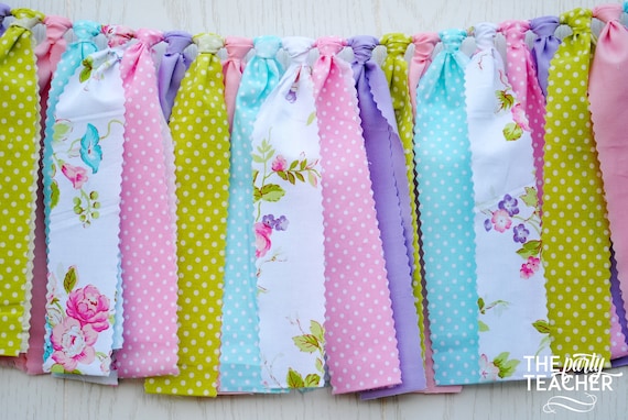 Tea Party Fabric Bunting, Tea Party Bunting, Tea Party Garland, Tea Party Banner, Tea Party Decor, Tea Party, Pastel Bunting, Rose Bunting Il_570xn