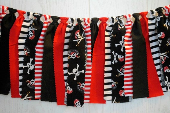 Pirate Fabric Bunting, Pirate Fabric Garland, Pirate Garland, Pirate Bunting, Pirate Banner, Pirate Party Supplies, Pirate Decor Il_570xn