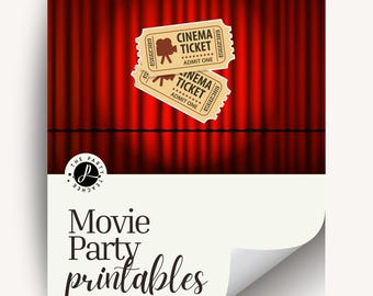 Movie Birthday Party Printables INSTANT DOWNLOAD