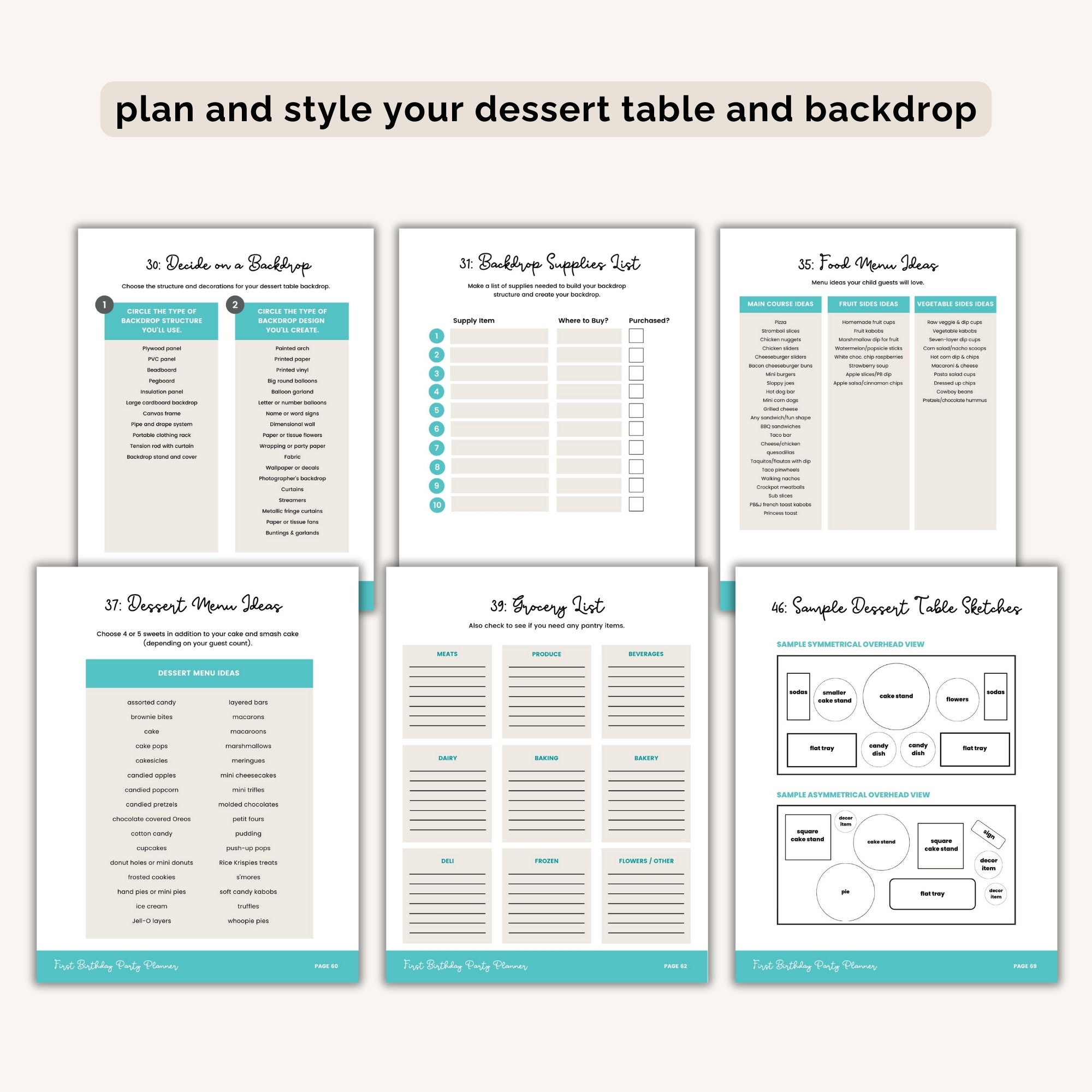 First Birthday Party Planner: 55 Worksheets & Checklists (instant ...