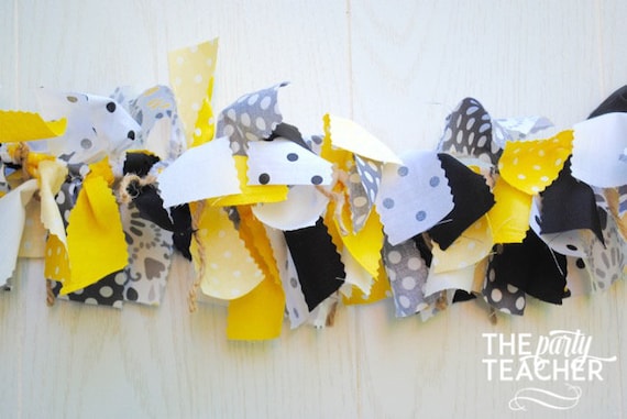 Firefly Fabric Bunting, Firefly Fabric Garland, Firefly Rag Swag, Firefly Bunting, Firefly Banner, Firefly Party, Yellow Black Bunting Il_570xn