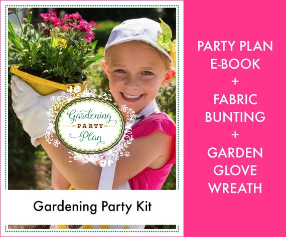 Gardening Party Kit: Gardening Party Plan + Garden Glove Wreath + Gardening Party Bunting Il_570xn