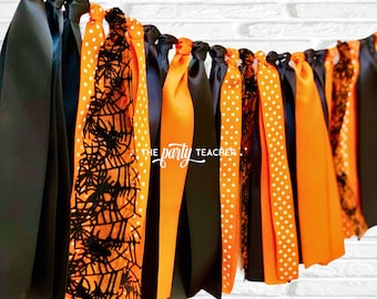 Halloween Ribbon Garland: Spider Web Bunting, Party Banner Decor Photo Booth
