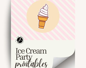 Ice Cream Birthday Party Printables INSTANT DOWNLOAD