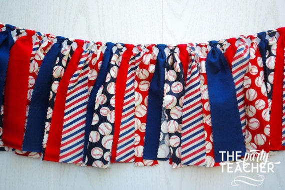 Baseball Fabric Bunting, Baseball Fabric Garland, Baseball Garland, Baseball Bunting, Baseball Banner, Baseball Party, Baseball Party Decor Il_570xn