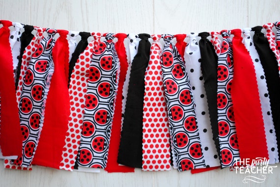 Ladybug Fabric Bunting, Ladybug Garland, Ladybug Bunting, Ladybug Party, Ladybug Banner, Ladybug Nursery, Ladybug Birthday, Ladybug Decor Il_570xn
