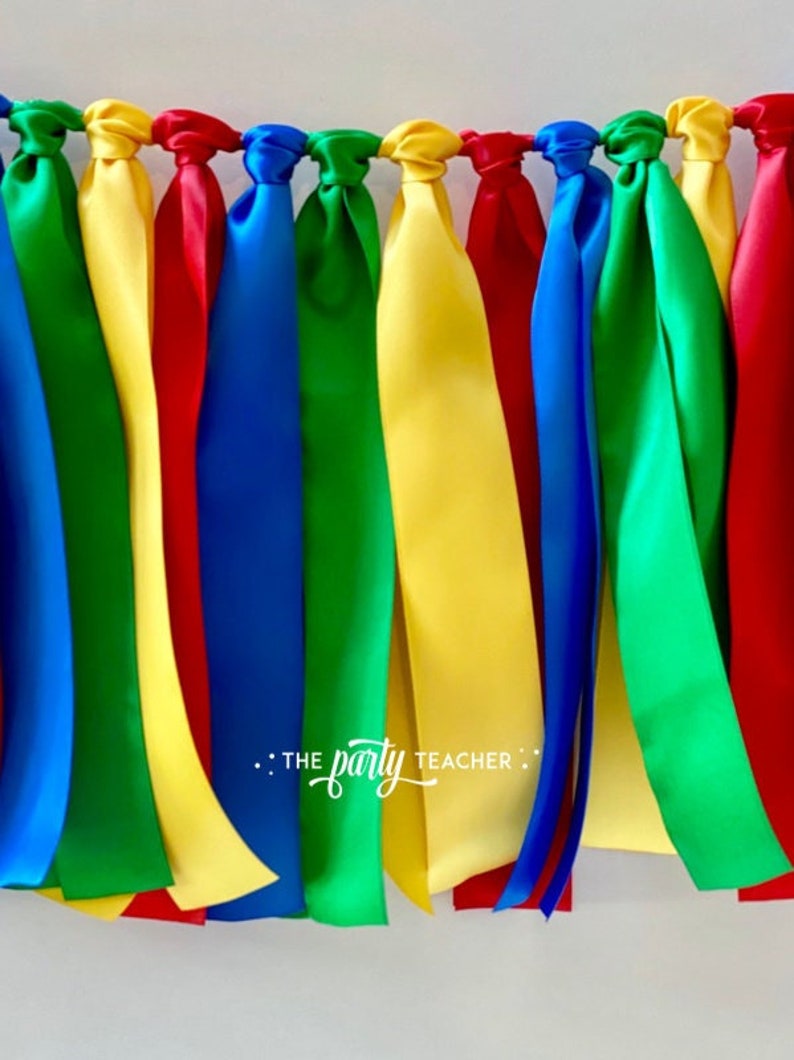 Primary Colors Ribbon Bunting Primary Colors Garland Primary Etsy