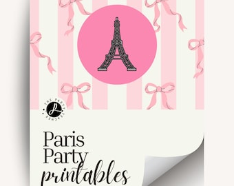 Paris Birthday Party Printables INSTANT DOWNLOAD