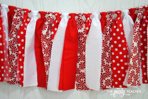 Peppermint Fabric Garland, Peppermint Garland, Peppermint Bunting, Christmas Garland, Christmas Bunting, Christmas Party, Peppermint Decor Il_570xn