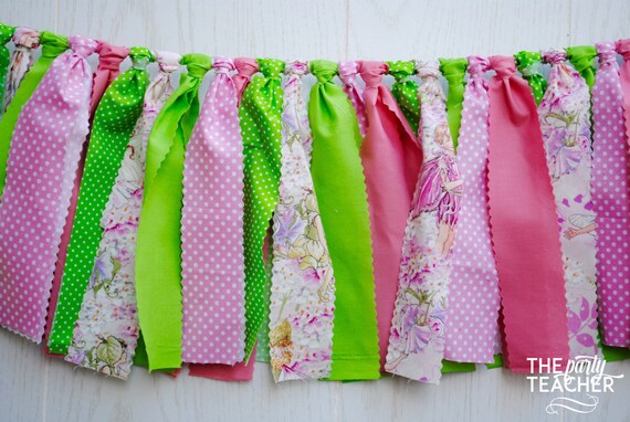 Pink Fairy Fabric Garland, Fairy Garland, Fairy Bunting, Fairy Banner, Fairy Fabric Garland, Fairy Party Decor, Pink Fairy Birthday Party Il_570xn