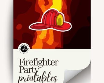 Firefighter Birthday Party Printables INSTANT DOWNLOAD