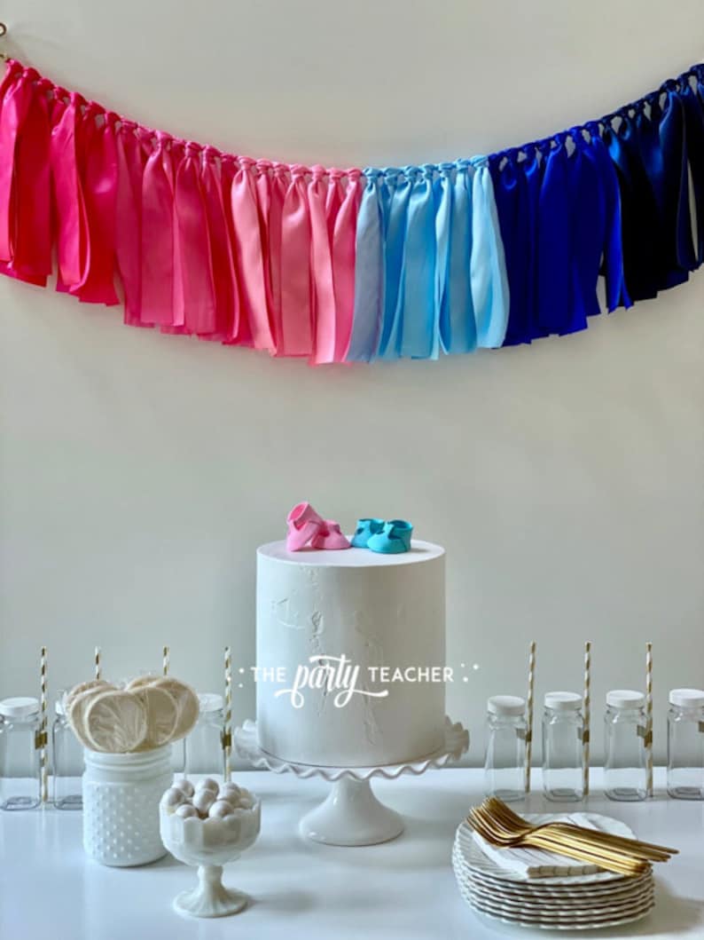 Gender Reveal Ribbon Bunting Gender Reveal Bunting Gender Etsy
