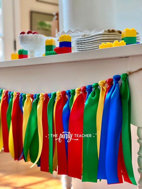 Lego Ribbon Bunting, Lego Garland, Lego Bunting, Lego Banner, Lego Decor, Lego Party, Lego Baby Shower, Lego Nursery, Primary Colors Bunting Il_570xn