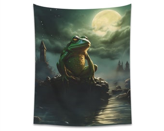 Frog Tapestry - Frog World -Frog Mystical Art -Frog Wall Art -Moody Frog Art -Frog Wall Hanging -Frog Lover Gift -Frog Room Decor -Frog Gift