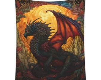 Dragon Tapestry -Dragon Wall Hanging - Dragon Art -Epic Dragon Art -Boys Room Dragon -Fantasy Dragon Art - Fairy Tale Wall Tapestry