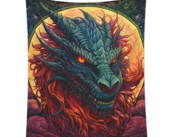 Dragon Wall Hanging -Dragon Head Art -Dragon Wall Art -Dragon Tapestry -Dragon Room Decor -Dragon Decoration -Fantasy Wall Hanging -Fantasy