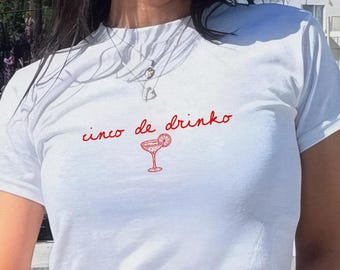 Cinco De Drinko Baby Tee, Funny Cinco De Mayo Crop Top, Mexican Fiesta Party Shirt, Drinking Party Shirt