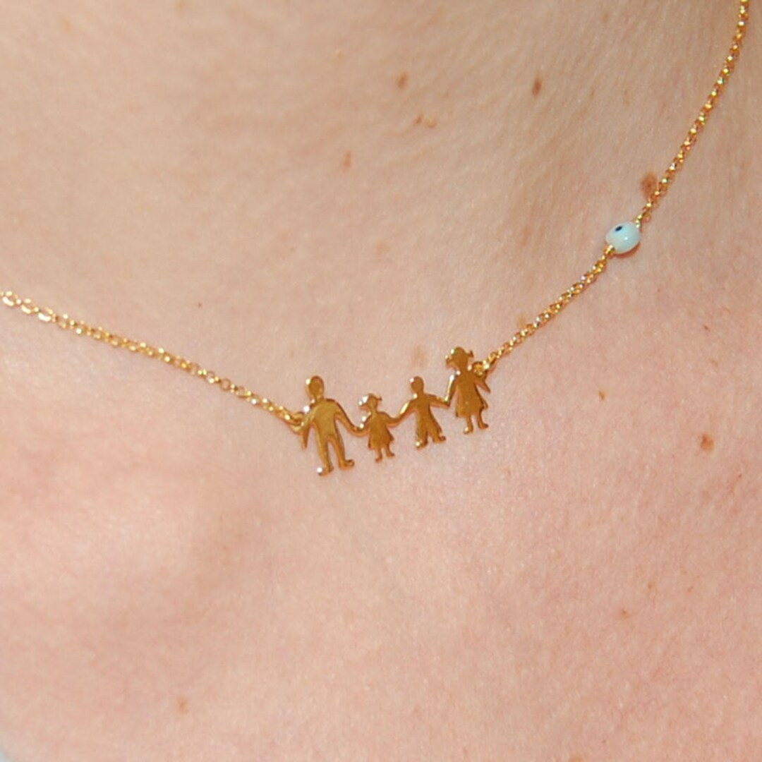 Family Necklace Boy and Girl Figure Necklace Mommy Necklace Etsy