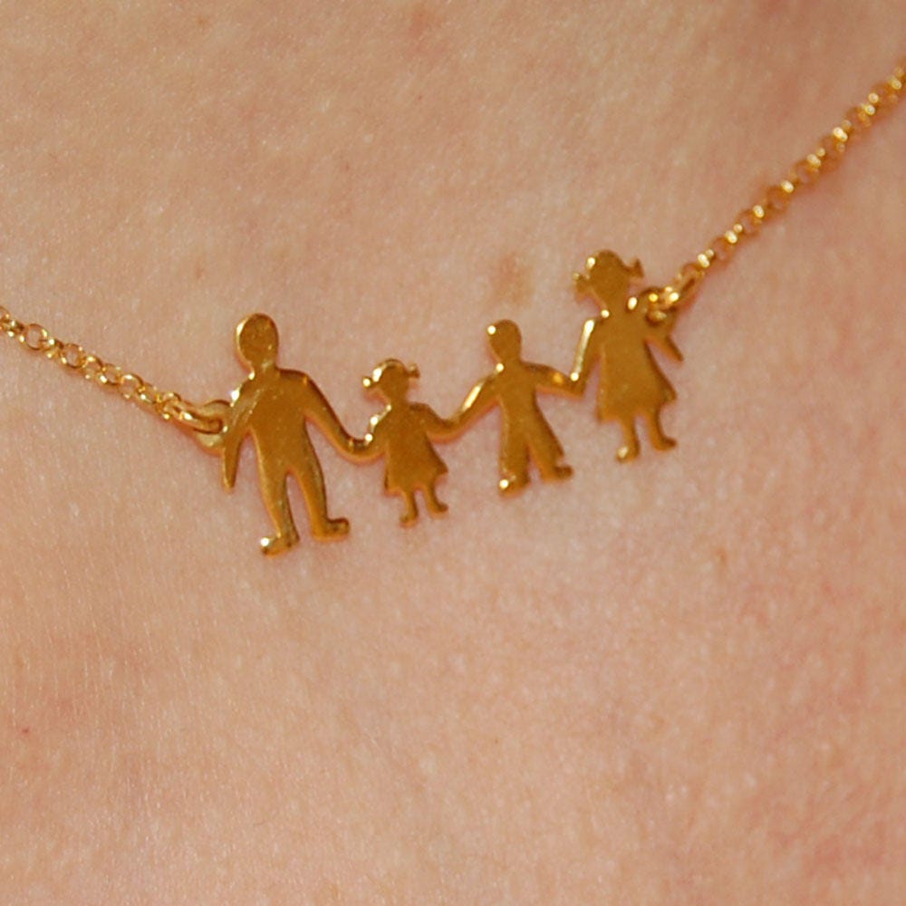 Family Necklace Boy and Girl Figure Necklace Mommy Necklace Etsy