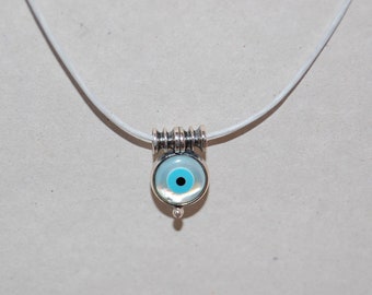 Boze oog ketting, ronde parelmoer, geluksbrenger, Grieks boze oog, zilveren ketting, cadeau voor haar, cadeau voor hem, cadeau voor iedereen
