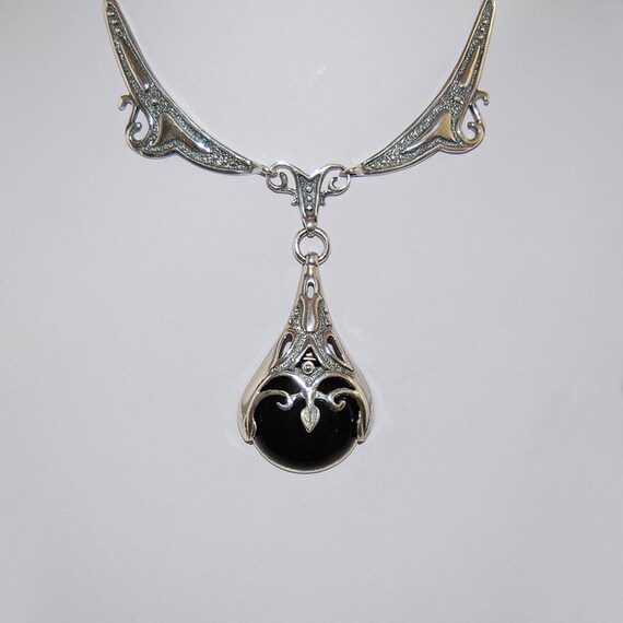 Stunning Black Onyx Necklace, Statement Necklace, Arabesque 