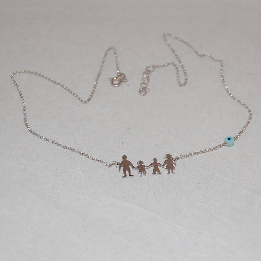 Family Necklace Boy and Girl Figure Necklace Mommy Necklace Etsy