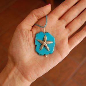 Atemberaubende Howlith Anhänger Seestern Anhänger Sterling Silber Seestern Anhänger, Erklärung Anhänger, Handmade Sterling Silberanhänger.
