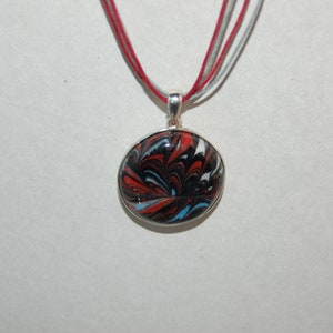 Sterling Silver Pendant Necklace for men and women, Handmade Statement Round Pendant, Ebru round Pendant, Big Statement Pendant