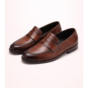 Men’s handmade penny loafers crafted from genuine leather with elegant dress shoe design