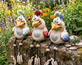 Décoration amusante de clôture de poulet, figurine de poulet en résine, statue de gardien d'étagère, sculpture de poulet suspendue, décoration intérieure et extérieure, idée cadeau unique