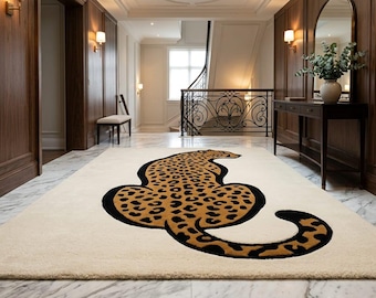Hand Tufted Wool Leopard Rug, Leopard Area Rug, Cheetah Rug, Animal Print Rug, Safari Decor, Luxury Bedroom Rug, Handmade Wool Rug