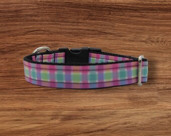 Summer Plaid Small Dog Collar: Adjustable Novelty Collar