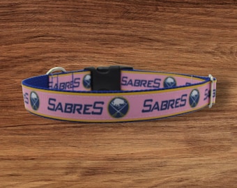 Pink Buffalo Hockey Custom Dog Collar- Adjustable Dog Collar- Sports Dog Collar