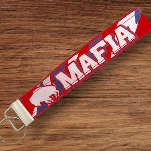 Doggie Stylz Original Design Mafia Buffalo Football Fabric Wristlet Key Fob Keychain