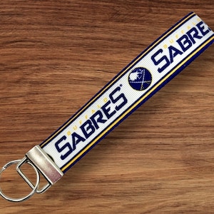 Buffalo Hockey Fabric Wristlet Key Fob Keychain