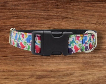 Colorful Dinosaurs Dog Collar - Adjustable Novelty Collar