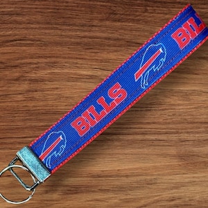 Red Buffalo Football Fabric Wristlet Key Fob Keychain