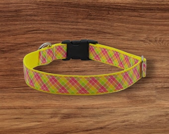 Yellow Plaid Dog Collar – Adjustable Novelty Collar