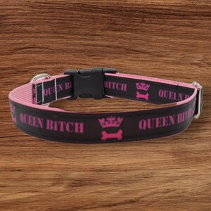 Queen B***h Custom Dog Collar- Adjustable Dog Collar- Novelty Dog Collar