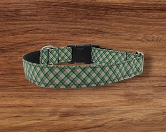 Irish Green Plaid Dog Collar: Adjustable Novelty Collar