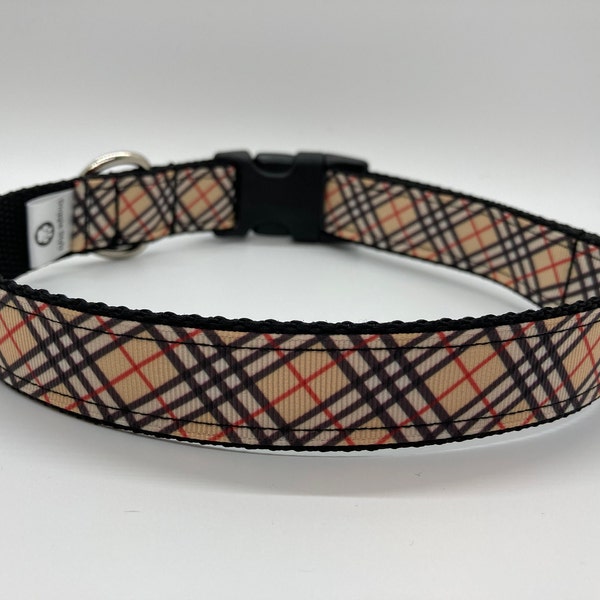 Tan Plaid Dog Collar Etsy