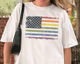Gay Pride Flag Shirt, Rainbow Flag T-Shirt, Lgbtq Ally Tee, Pride Month Shirt, Lgbt Colorful Top, Rainbow Stripes T-Shirt, Equality Shirt