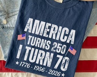 Comfort Colors® Vintage 70th Birthday Shirt 1956, America Turns 250 Tee, 70th Birthday Gift, Patriotic Birthday Shirt 2026, 1956 Birthday