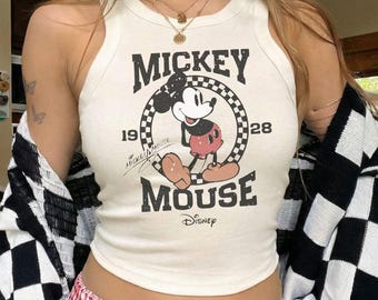 Retro Mickey Mouse Racer Tank Top, Womens Disney, Classic Mickey Racerback, Bella Canvas Disney Fan Tank Top, 1928 Disney Shirt