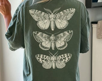 Moth T-Shirt Vintage Entomology Moth Tee, Dark Academia Aesthetic Cottagecore Moth Top