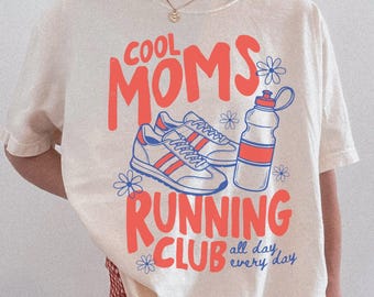 Comfort Colors® Cool Moms Running Club Shirt, Personalized Running Mom Shirt, Sports Mama Shirt, Game Day,Custom Mom Club, Mother's Day Gift
