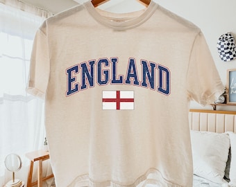 England Flag Comfort Colors Boxy Shirt, England Soccer 2026 Crop Top, Vintage England Football Cropped Tee, England Soccer T-Shirt