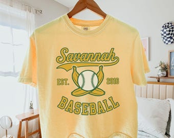 Retro Savannah Baseball Cropped T-shirt, Vintage Soft Tee, Comfort Colors® Cropped Boxy Shirt, Banana Fan Gift, Summer Sports Top